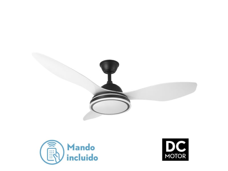  Ventilateur de plafond fabrilamp datoo dc noirblanc 3 pales 122 cm 6 vitesses led 48 w télécommande 182991326 - Conforama A