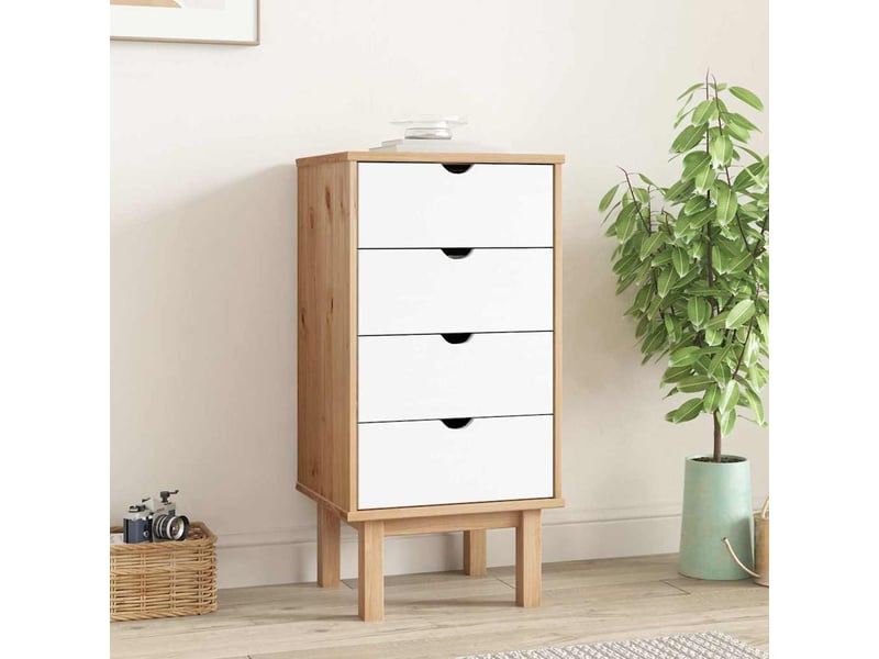  Commode, armoire à tiroirs bureau otta marron et blanc 45x39x90 cm bois de pin massif  - Conforama B