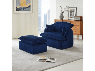 Fauteuil fixe <strong>STILVORA</strong> <strong></strong> Velours côtelé bleu vendu A l'unité