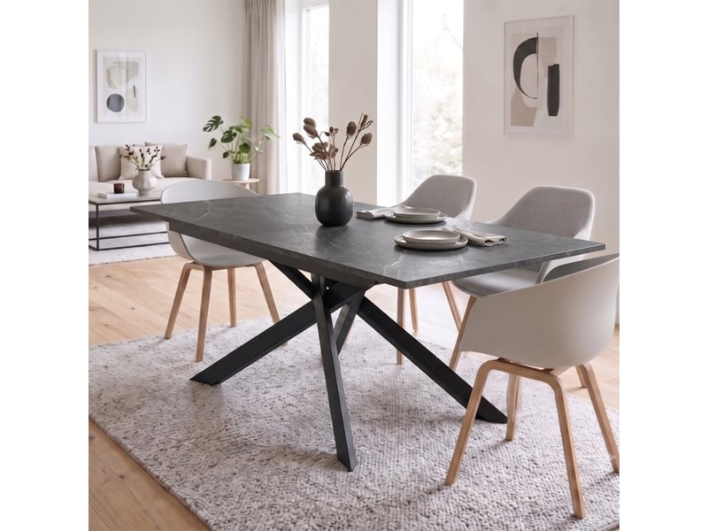  Table extensible en mélaminé avec structure noire 140190x90 pluto - anthracite  - Conforama B