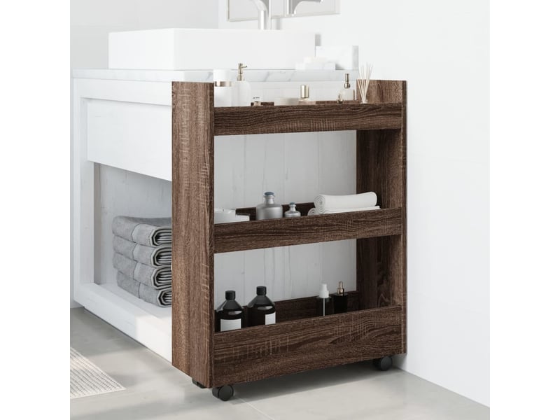  Chariot de rangement étroit pour bureau 3 niveaux chêne marron shl41318  - Conforama C