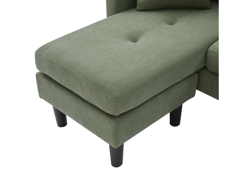  Canapé d'angle 3 places avec méridienne réversible en tissu cord vert - structure moderne  - Conforama W