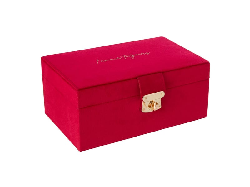  Boîte à bijoux à compartiments oto 21cm rouge  - Conforama A