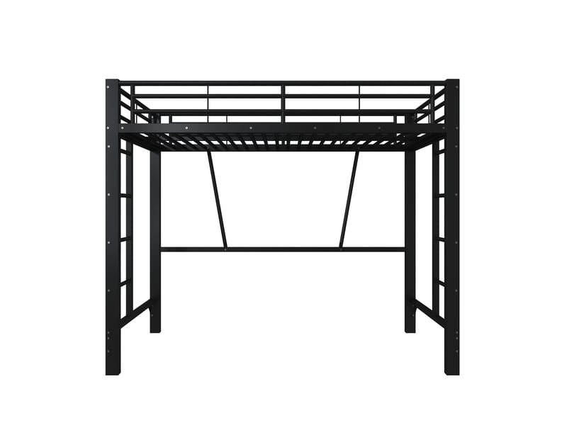 Lit mezzanine 90x200 cm en métal noir, lit surélevé 1 place avec double échelle, gain de place - Conforama W