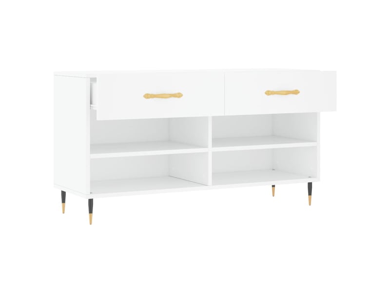  Banc à chaussures, meuble à chaussures blanc 102x35x55 cm bois d'ingénierie shl5858  - Conforama E