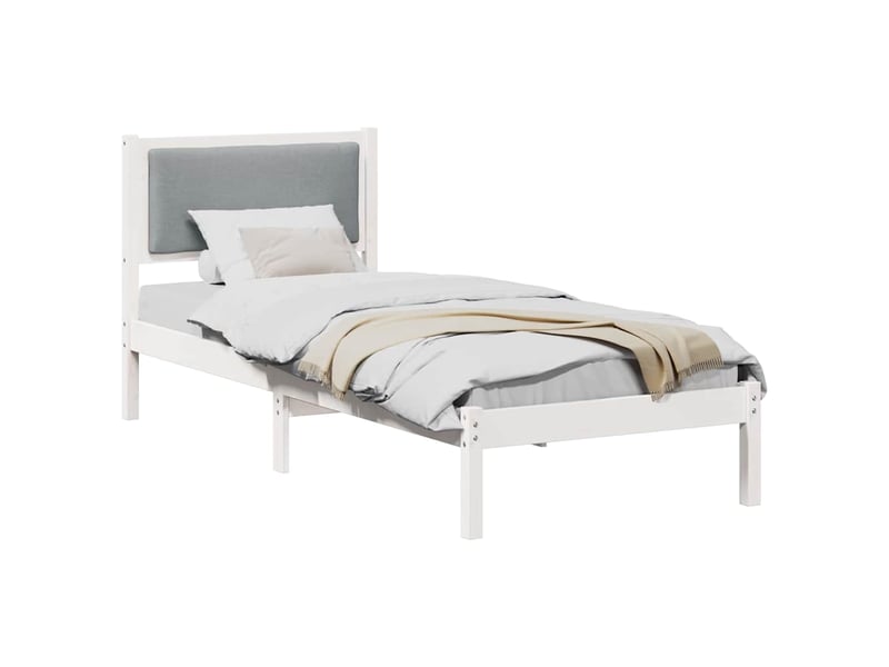  Lit simple- lit adulte -  cadre de lit avec tête de lit gris clair 80 x 200 cm pin massif  - Conforama B