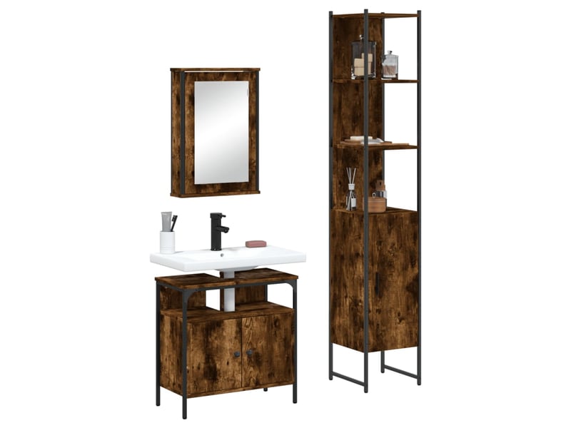 Ensemble de meubles de salle de bain 3 pcs chêne fumé cf63694 - Conforama B