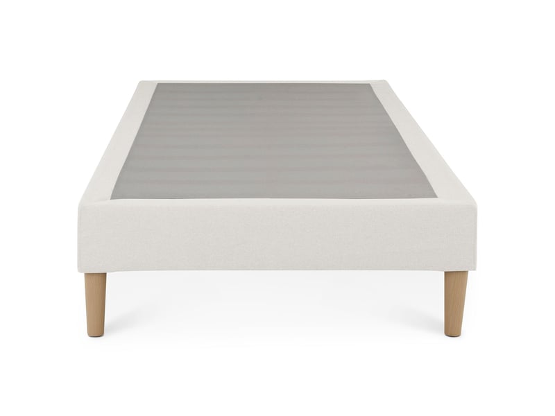 Sommier tapissier paimpol 90 x 190 cm revêtement tissu - blanc crème - Conforama D