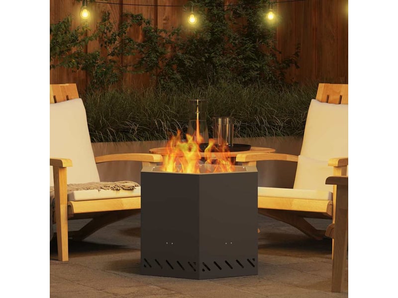  Brasero exterieur, foyer sans fumée noir 58x58x51 cm acier patiné  - Conforama D