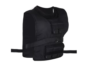 Veste légère lesté réglable 20 kg en tissu oxford noir, 20 poids amovibles, 36 x 52 x 5 cm pour fitness et entraînement