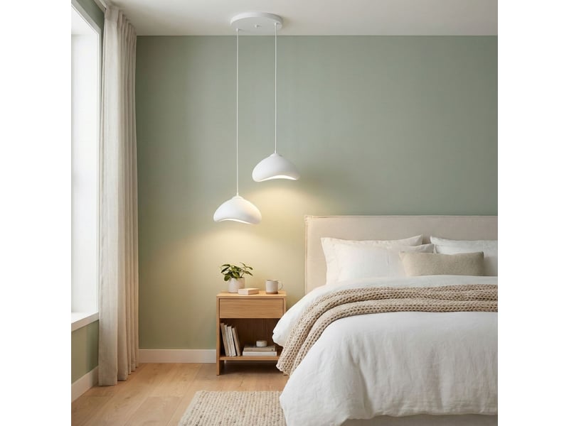  Luminaire design 2 suspensions en fibre de verre blanc leonie  - Conforama D