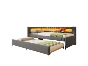 Lit gigogne 90x200 cm <strong>OXEZA</strong>  <strong></strong> coloris gris