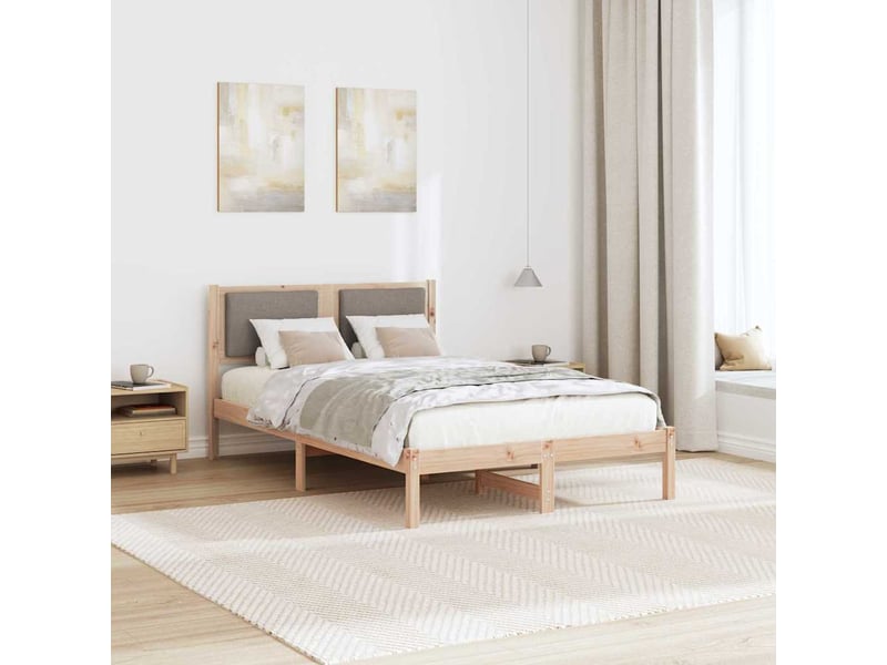  Lit double- lit adulte -  cadre de lit avec tête de lit taupe 120 x 200 cm pin massif  - Conforama C