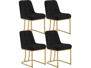 Lot de 4 chaise salle à manger,chaise cuisine rembourrée en velours,avec dossier,forme d'arc,noir