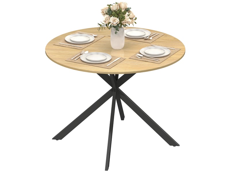  Table à manger ronde 4 personnes acier coloris chêne ø 100 x h 75 cm  - Conforama B