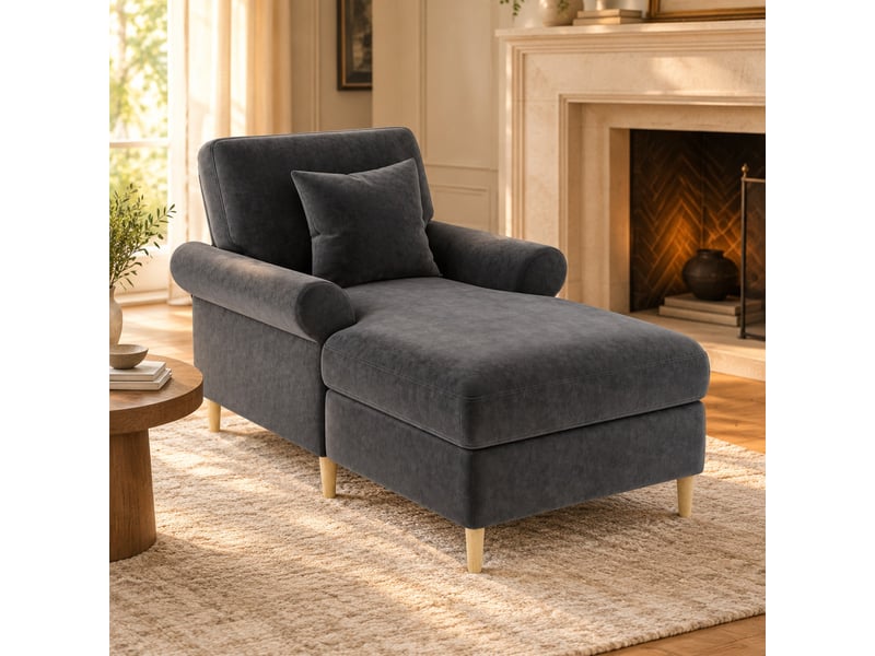 Fauteuil relax 133x87x90 cm en velours gris chicfurn - Conforama B