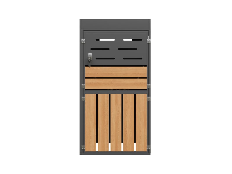 Armoire extérieure 66x80x128 cm – gris – bac à plantes intégré, ventilation à lamelles et fermeture verrouillable - Conforama D