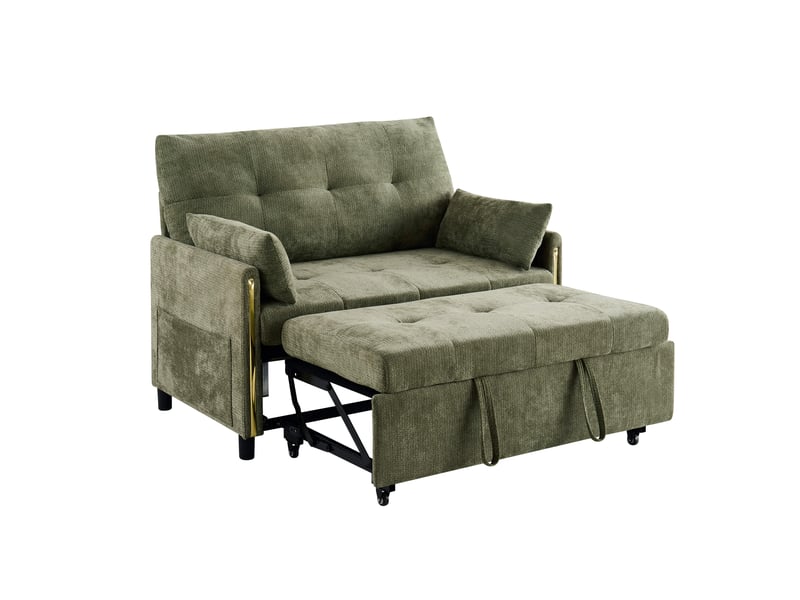  Canapé droit convertible 2 places en chenille vert, dossier réglable, 125 cm IKSETERA TRADING LTD - Conforama A