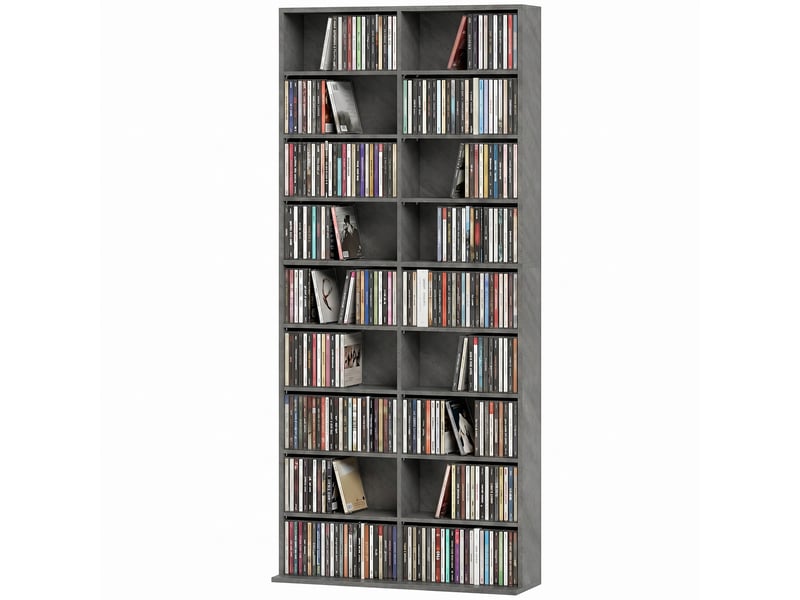  Rangements pour cd et dvd 18 compartiments 78,5x24x175cm gris clair  - Conforama B