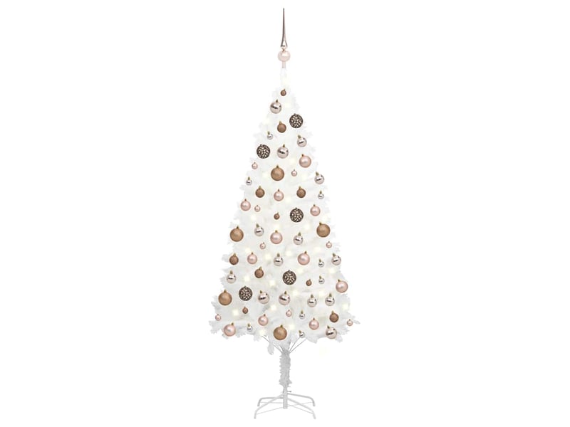  Sapin de noël, arbre de noël artificiel pré-éclairé et boules blanc 150 cm  - Conforama B