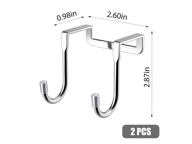  Lot de 2 cintres de porte avec crochets doubles en acier inoxydable 304 en forme, de robustes, adaptés pour accrocher vêtements, gris  - Conforama B