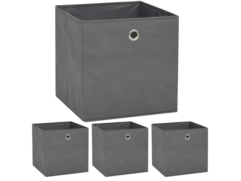  Boîte de rangement 4 pcs tissu non-tissé 32x32x32 cm gris  - Conforama B