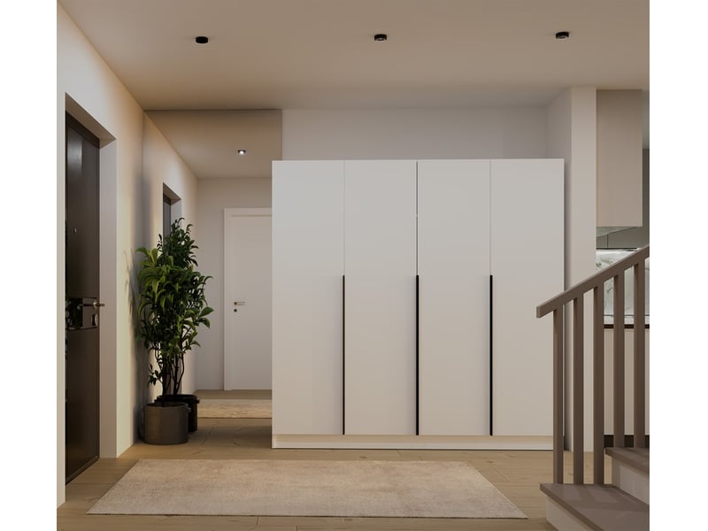  Senso 4d - armoire - 4 portes - 200x200 cm - poignées noires - blanc  - Conforama C