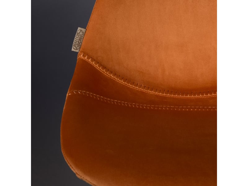  Lot de 2 chaises de bar h80 cm en velours orange - franky  - Conforama D