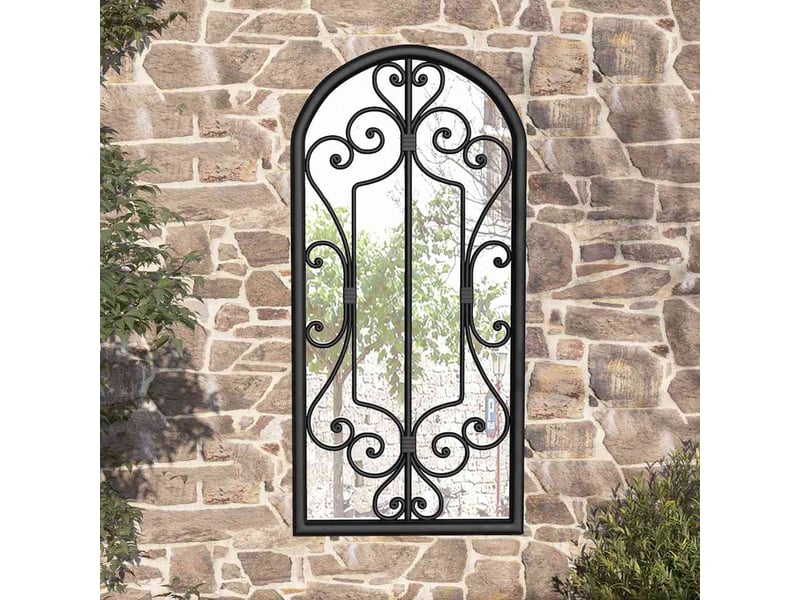  Miroir de jardin, miroir décoratif noir 100x45 cm fer pour utilisation extérieure cf62704  - Conforama B