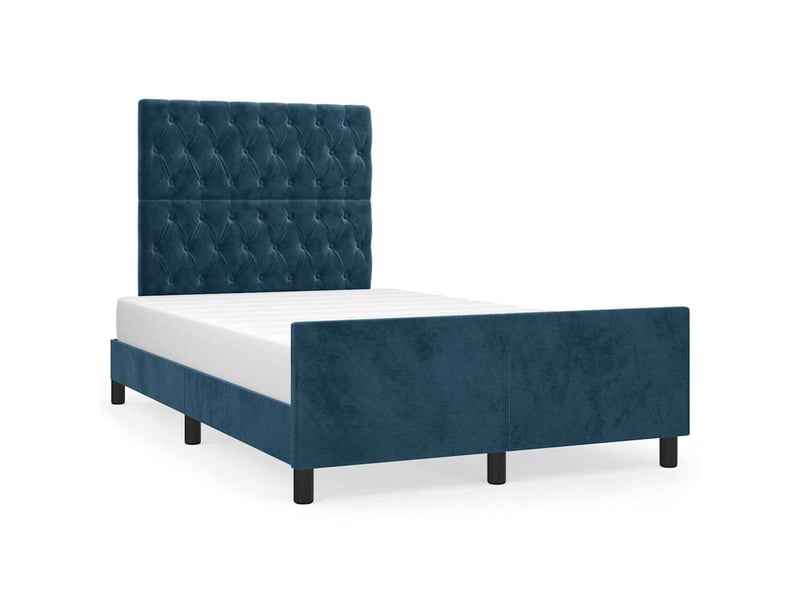  Lit double- lit adulte -  cadre de lit sans matelas bleu foncé 120x190 cm velours  - Conforama A