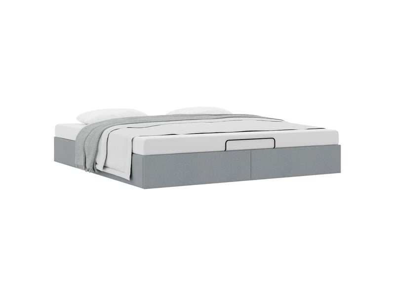 Lit double- lit adulte - cadre de lit ottoman sans matelas gris clair 180x200 cm tissu - Conforama D