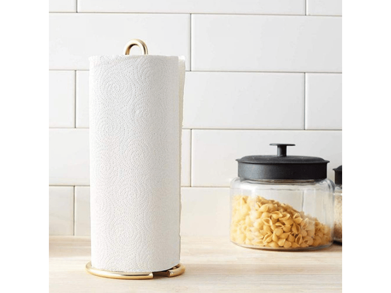  Support de rouleau de papier, porte-rouleau de cuisine portable en acier inoxydable or porte rouleaux papier toilette vertical en acier  - Conforama C