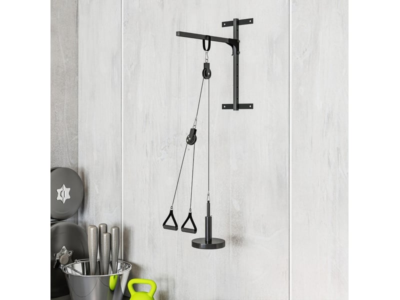 Système de poulie de musculation 98x2,5x200 cm entraînement de force métal noir - Conforama B