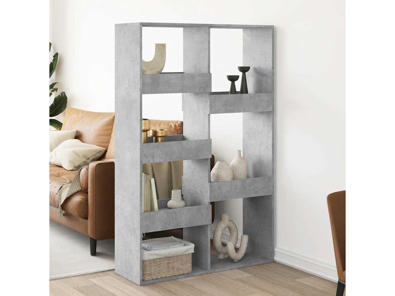  Cloison bibliothèque, meuble de rangement gris béton 100x33x155,5cm bois ingénierie  - Conforama B
