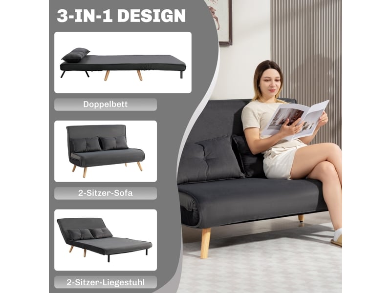  Solution canapé et lit 2-en-1 gris - dossier réglable - idéal pour studios et petits espaces  - Conforama C