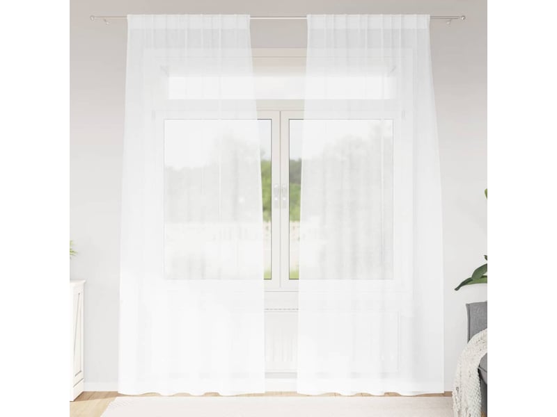  Lot de 2 rideaux en voile, voilage blanc 225 x 140 cm polyester cf43876  - Conforama B