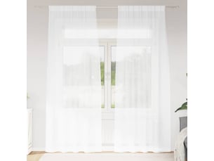 Lot de 2 rideaux en voile, voilage blanc 225 x 140 cm polyester cf43876