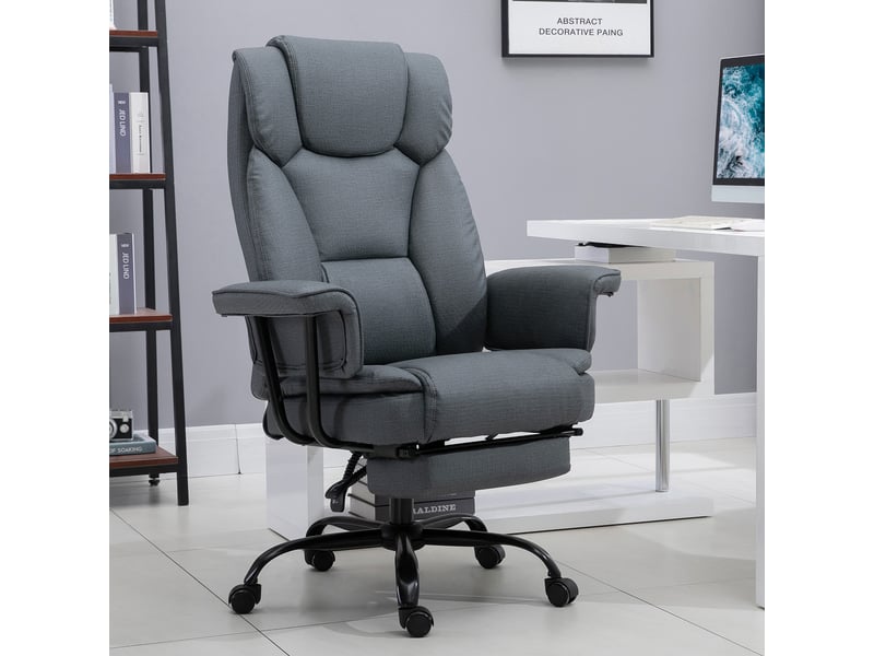  Fauteuil bureau ergonomique 360°, appui-tête, accoudoirs, repose-pieds, similicuir, 68x80x120-126 cm.  - Conforama D