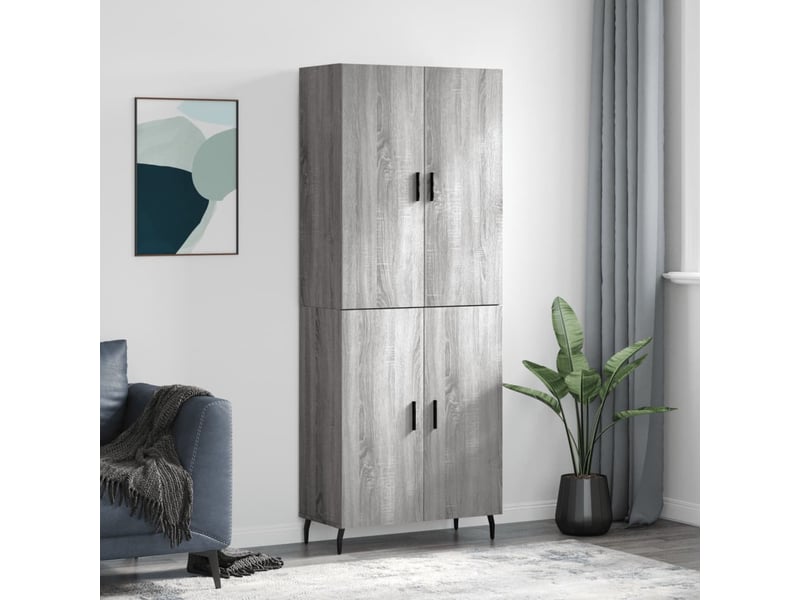  Buffet haut - bahut - meuble de rangement sonoma gris 69,5x34x180 cm bois d'ingénierie  - Conforama B