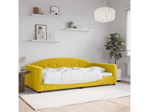 Lit adulte, lit simple, lit de repos sans matelas jaune 100x200cm velours cf19584