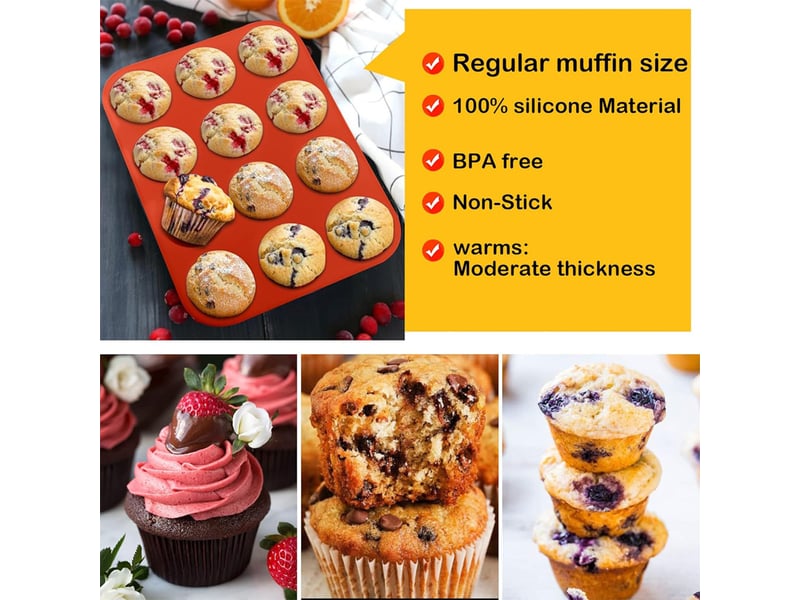  Moule à gâteau en silicone rouge (29,5 x 22 x 3 cm) — 1 pièce moule à muffins moule à pâtisserie en silicone à faire soi-même LHY01340 - Conforama E