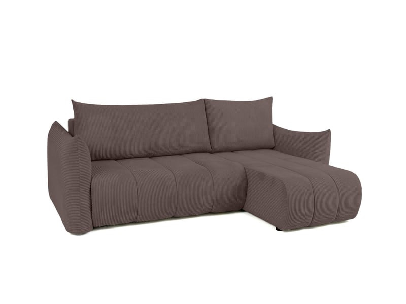  Canapé d'angle lysia mini réversible et convertible en velours côtelé - marron glacé LYSIA - Conforama E