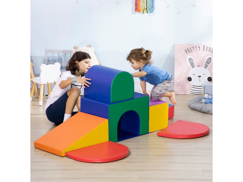  7pcs parcours motricité bébé, jouet d'escalade, mousse blocs de construction avec revêtement synthétique, jouets éducatifs pour enfants d'âge préscolaire, multicolore  - Conforama B