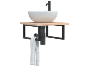 Étagère de vasque | étagère murale acier et bois de chêne massif shl503