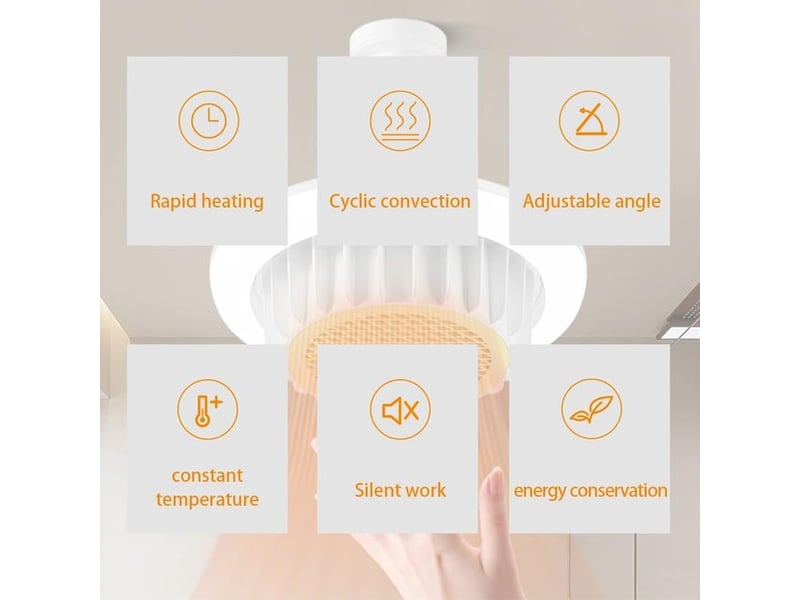  Chauffage soufflant avec lumière led, chauffage électrique, interface e27,220 v, chauffage d'appoint 600 w, blanc  - Conforama C