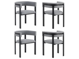 Lot de 4 chaises de salle à manger avec dossier enveloppant en chenille, gris, style moderne