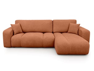 Canapé d'angle réversible fixe BESTMOBILIER MANON 4 places Tissu orange avec coffre de rangement