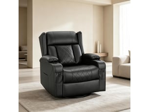 Fauteuil relax manuel Assise Cuir / Caisse PU noir
