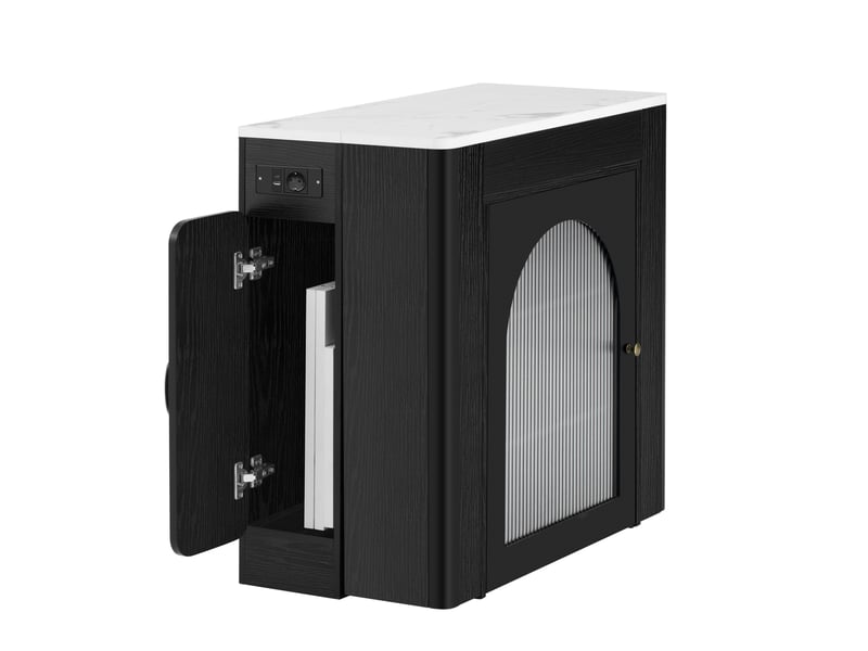  Bar conception d'épissure 80x39,679,6119,6149,6x77 cm 3 plateaux roulettes rangements mdf et verre blanc noir  - Conforama R