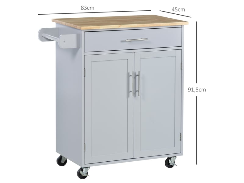  Desserte de cuisine sur roulettes chariot de ilot service de cuisine avec tiroir de placard et porte-torchons - gris  - Conforama C